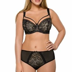 Exclusive Bra, Lace, Mesh Trim, Intricate Pattern, B To J-cup -EVA’s  INTIMATES Shop big cup bra 2100 av 1396 black 5B65D 5Bfullsize5D