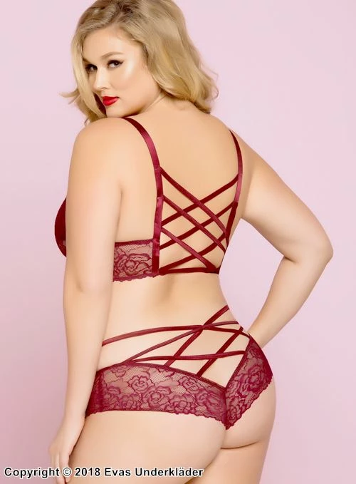 Seductive Bralette, Soft Lace, Crossing Straps, Plus Size 5 Seductive Bralette, Soft Lace, Crossing Straps, Plus Size - Image 5