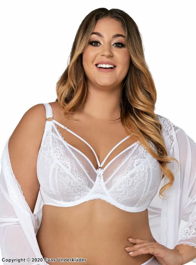 Seductive Bra, Lace Overlay, Straps Over Bust, Flowers, B To J-cup 4 Seductive Bra, Lace Overlay, Straps Over Bust, Flowers, B To J-cup - Image 4