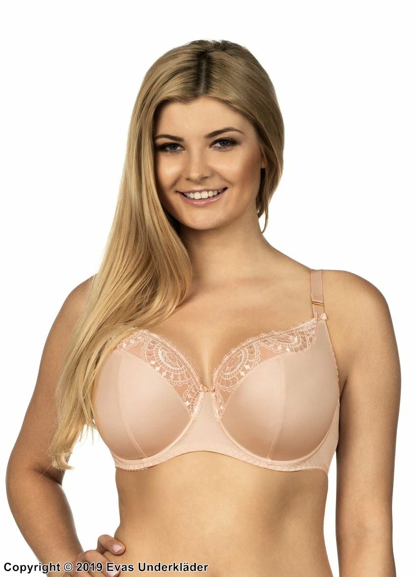 Full Cup Bra, Small Lace Inlays, C To M-cup 1 Full Cup Bra, Small Lace Inlays, C To M-cup