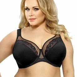 Comfortable Full Cup Bra, Sheer Lace, Mesh Inlay, D To M-cup