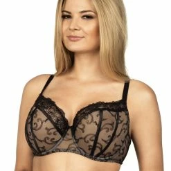 Big Cup Bra, Lace Trim, Paisley, C To M-cup