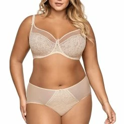 Romantic Bra, Intricate Lace, Partially Sheer Cups, B To L-cup -EVA’s  INTIMATES Shop big cup bra 2383 av 1396 beige 5B25D 5Bfullsize5D