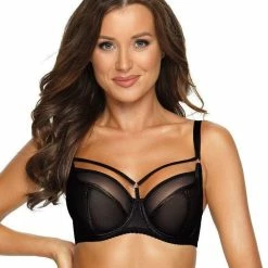 Soft Cup Bra, Straps Over Bust, Mesh Inlay