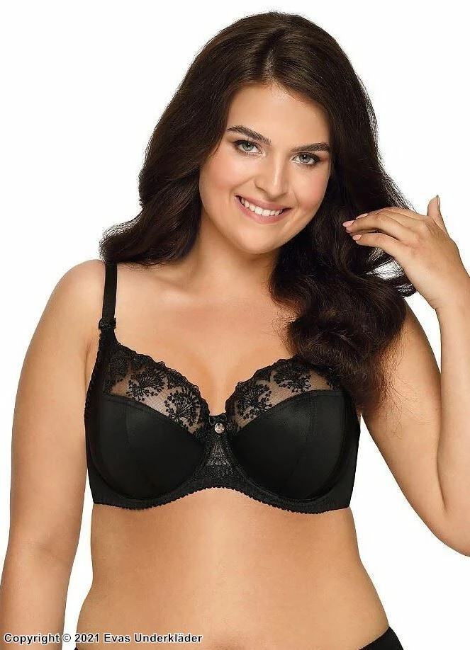 Soft Cup Bra, Sheer Inlays, Lace Embroidery, B To L-cup 6 Soft Cup Bra, Sheer Inlays, Lace Embroidery, B To L-cup - Image 6