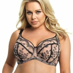 Luxurious Full Cup Bra, Tulle, Embroidery, Intricate Pattern, C To K-cup
