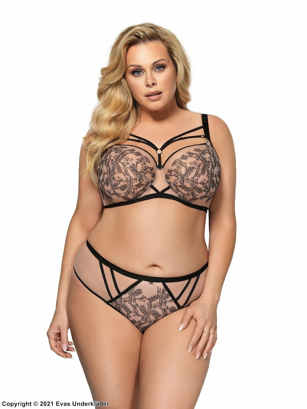 Soft Cup Bra, Embroidery, Straps Over Bust, Rings, D To M-cup 2 Soft Cup Bra, Embroidery, Straps Over Bust, Rings, D To M-cup - Image 2