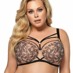 Soft Cup Bra, Embroidery, Straps Over Bust, Rings, D To M-cup