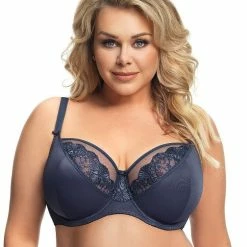Big Cup Bra, Embroidery, Partially Sheer Cups, D To M-cup