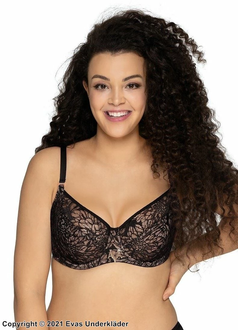 Soft Cup Bra, Tulle, Floral Lace, B To I-cup 1 Soft Cup Bra, Tulle, Floral Lace, B To I-cup