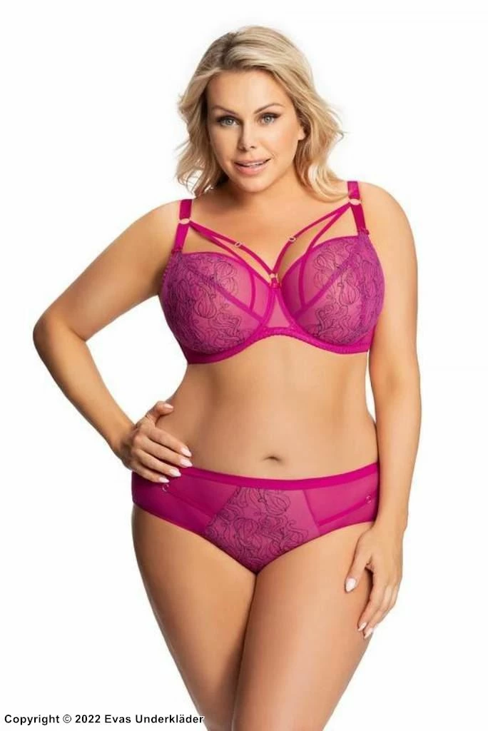 Soft Cup Bra, Mesh, Embroidery, Wide Shoulder Straps, Straps Over Bust, Cheerful Color 3 Soft Cup Bra, Mesh, Embroidery, Wide Shoulder Straps, Straps Over Bust, Cheerful Color - Image 3