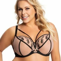 Big Cup Bra, Embroidery, Wide Shoulder Straps, Straps Over Bust, Mesh Overlay, C To M-cup