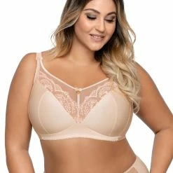 Soft Bra, Sheer Mesh And Lace, Wide Shoulder Straps, B To K-cup