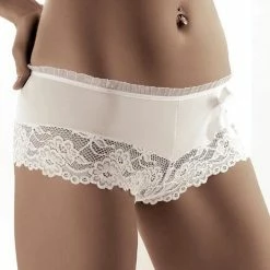 Romantic Boyshort Panties, Wide Lace Edge, Ruffle Trim