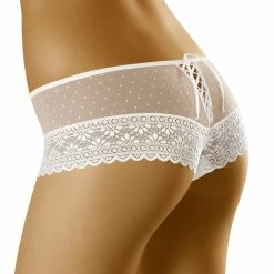 Hipster Panties, Lacing, Wide Lace Edge, Subtle Dotted Pattern