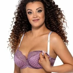 Soft Nursing Bra, Wide Lace Edge, Flowers, Polka Dot