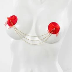 Self-adhesive Nipple Cover/patch, Velvet, Bows, Chain