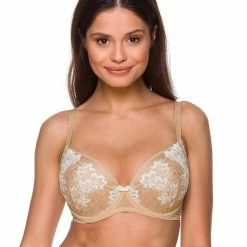 Beautiful Push-up Bra, Embroidery, Tulle Inlay, Flowers
