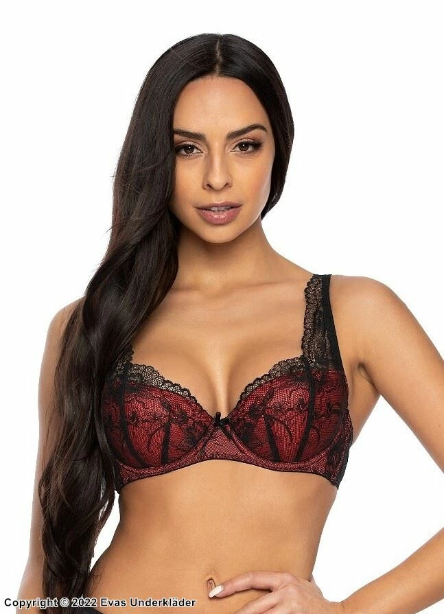 Seductive Bra, Lace Overlay, Mesh Inlay, Flowers 1 Seductive Bra, Lace Overlay, Mesh Inlay, Flowers
