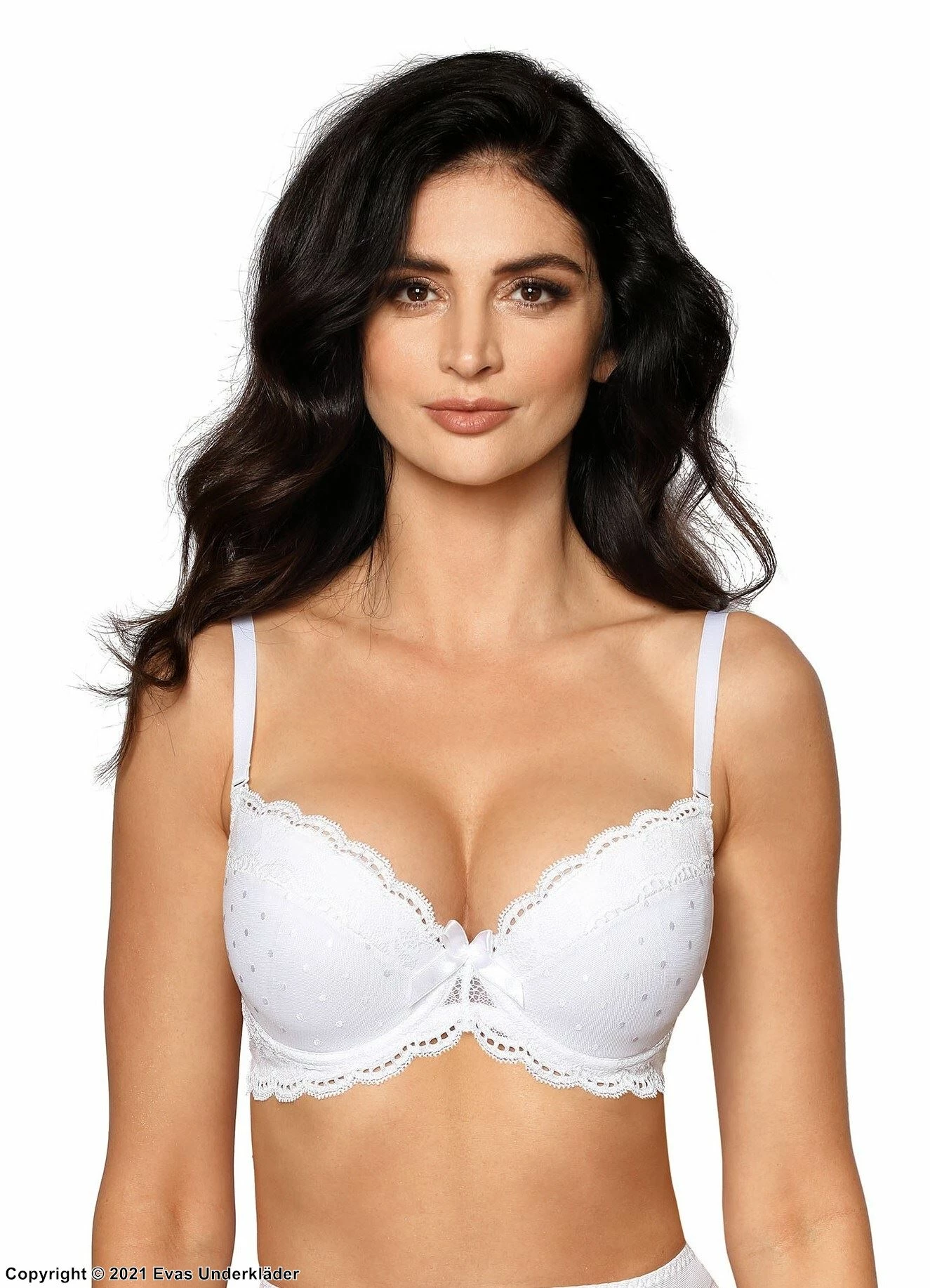 Romantic Push-up Bra, Lace Trim, Small Dots 1 Romantic Push-up Bra, Lace Trim, Small Dots