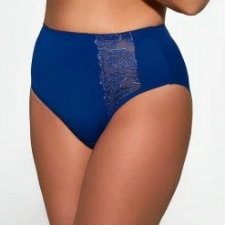 High Waist Panties, Lace Embroidery, Sheer Inlay, M To 4XL