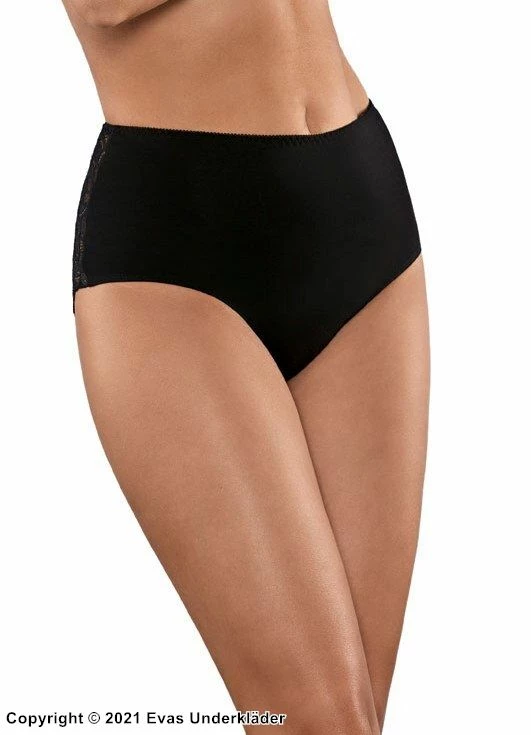 Romantic High Waist Panties, Lace Inlay, Plain Front, Flowers 3 Romantic High Waist Panties, Lace Inlay, Plain Front, Flowers - Image 3