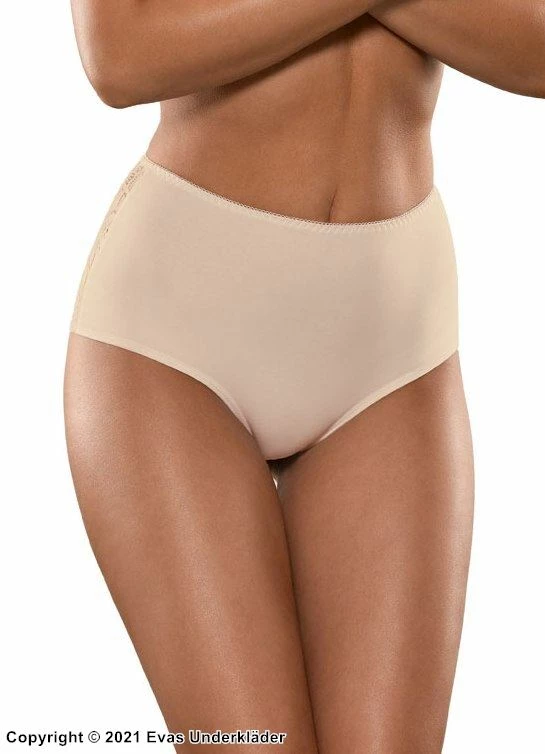 Romantic High Waist Panties, Lace Inlay, Plain Front, Flowers 5 Romantic High Waist Panties, Lace Inlay, Plain Front, Flowers - Image 5