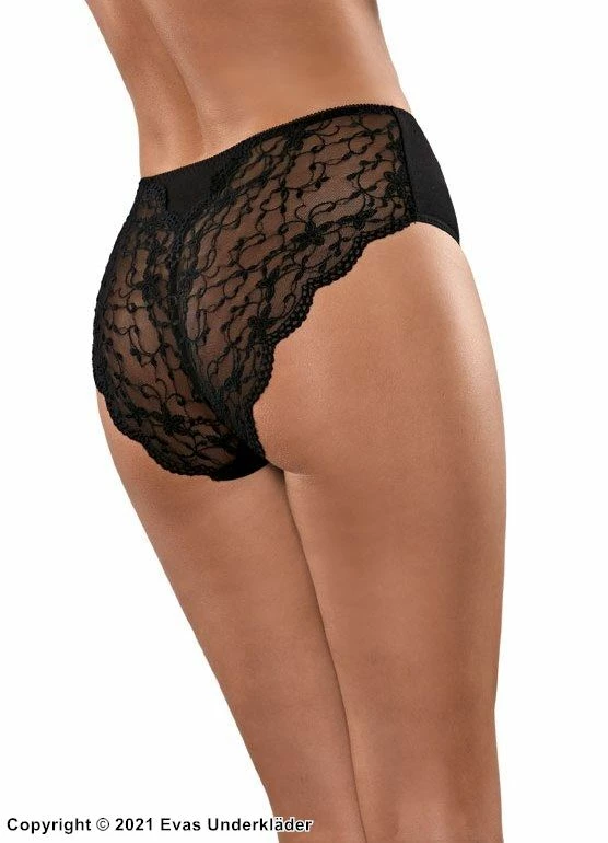 Panties, Lace Inlay, Slightly Higher Waist, Plain Front 1 Panties, Lace Inlay, Slightly Higher Waist, Plain Front