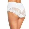 High Waist Panties, Openwork Lace, Plain Front, Flowers