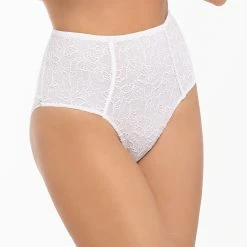 Romantic High Waist Panties, Soft Lace, Subtle Floral Pattern