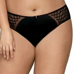 Panties, Microfiber, Mesh Inlay, Geometric Pattern