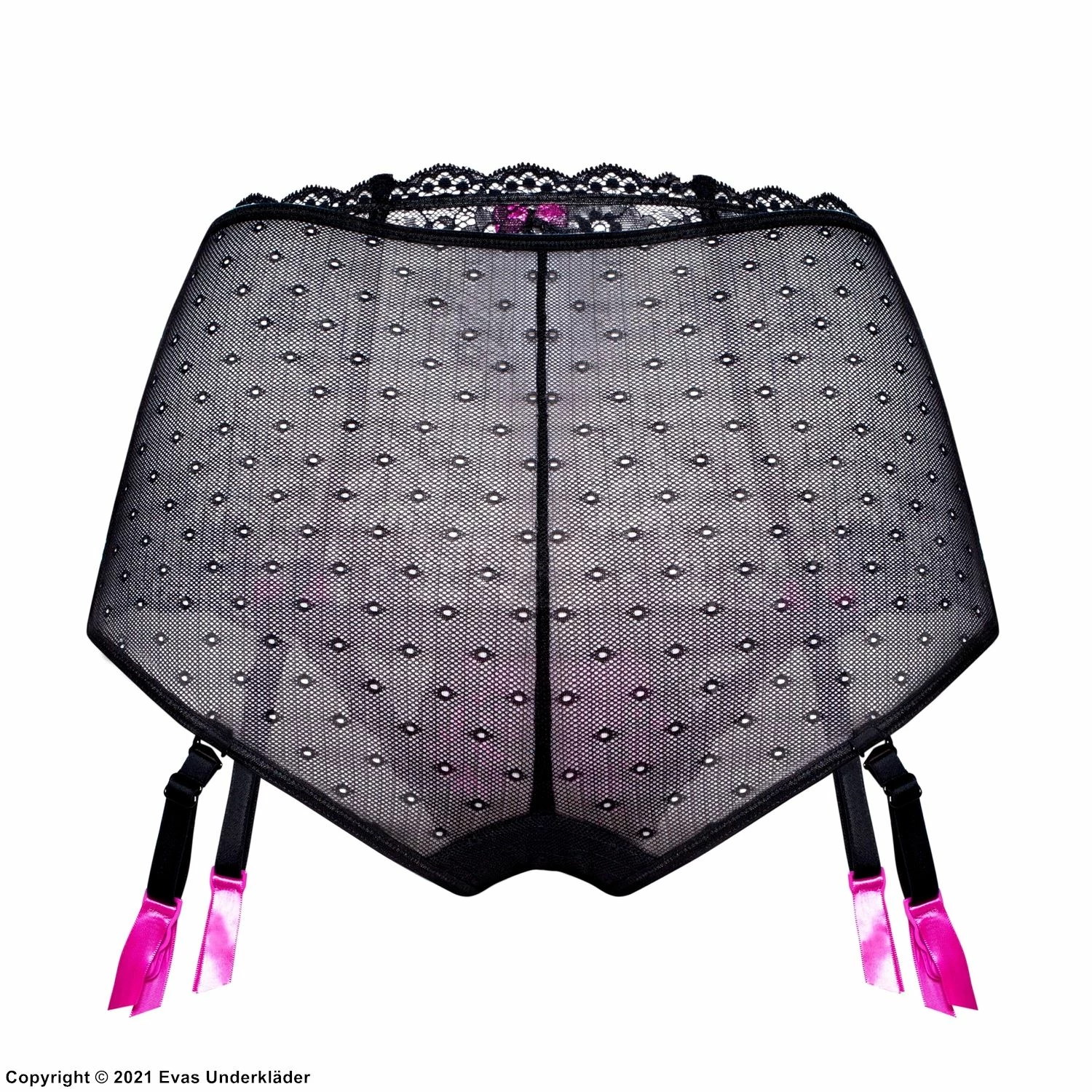 Romantic High Waist Panties, Sheer Lace, Built-in Garter Belt 8 Romantic High Waist Panties, Sheer Lace, Built-in Garter Belt - Image 8