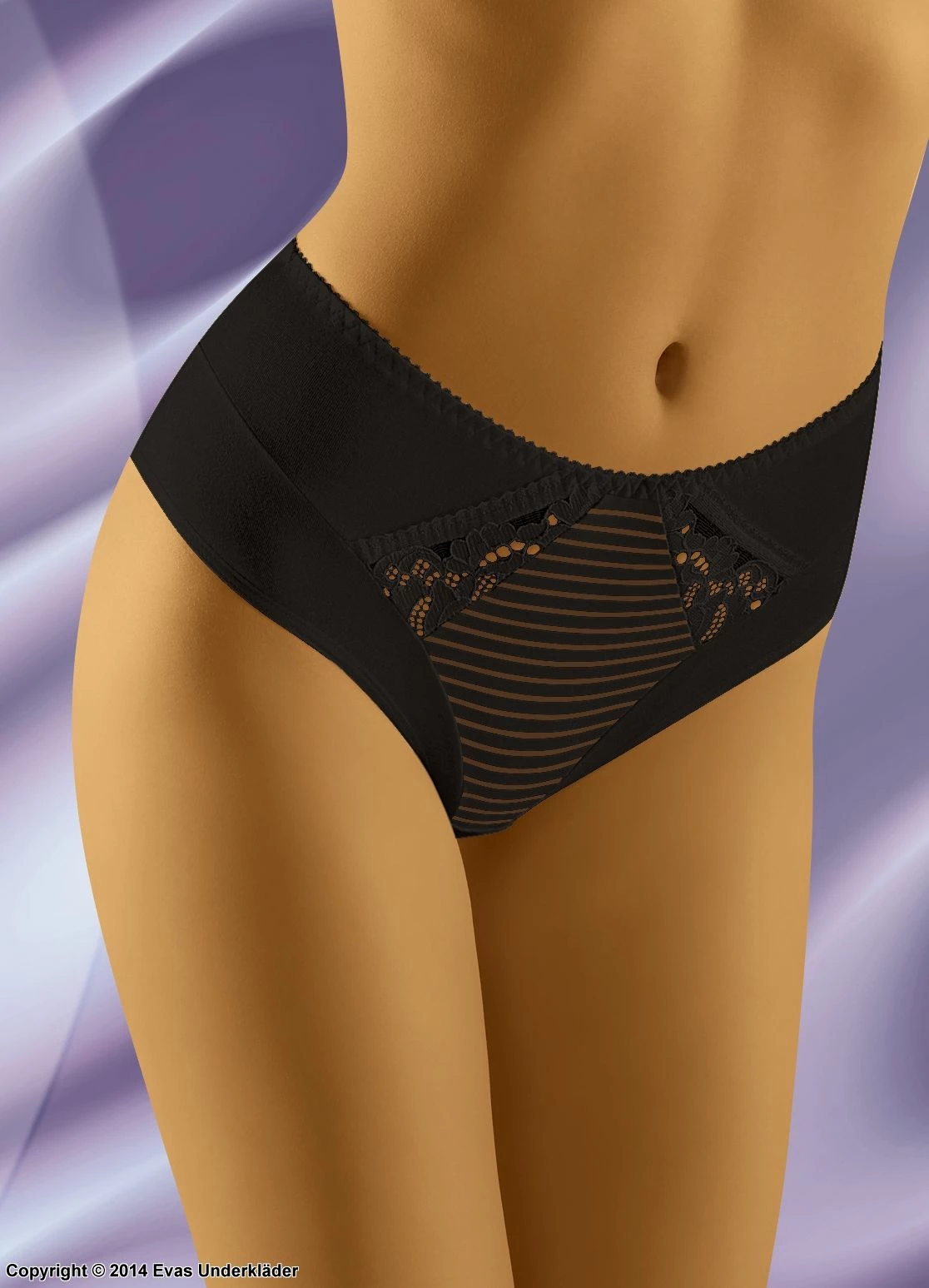 Classic Briefs, High Quality Cotton, Lace Inlays, Stripes 2 Classic Briefs, High Quality Cotton, Lace Inlays, Stripes - Image 2