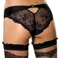 Romantic Cheeky Panties, Floral Lace, Plain Front