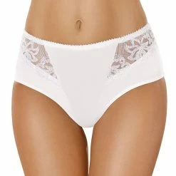 High Waist Panties, Cotton, Embroidery, Sheer Inlays
