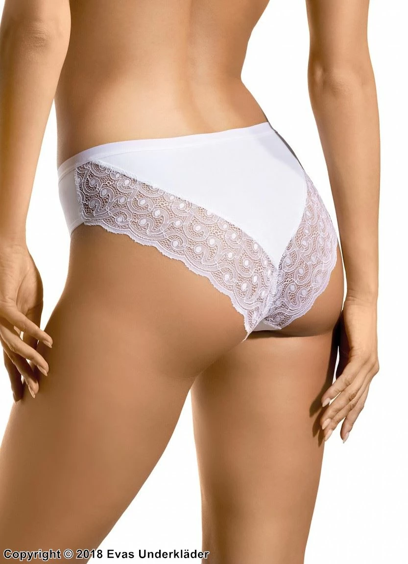 Classic Briefs, High Quality Cotton, Intricate Lace, Plain Front 1 Classic Briefs, High Quality Cotton, Intricate Lace, Plain Front