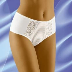Elegant Panties, Lace Inlays, Plain Back, Stripes
