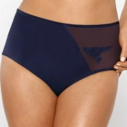High Waist Panties, Embroidery, Plain Back