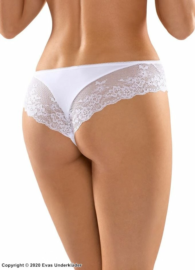 Brazilian Panties, Lace Inlays, Flowers 1 Brazilian Panties, Lace Inlays, Flowers