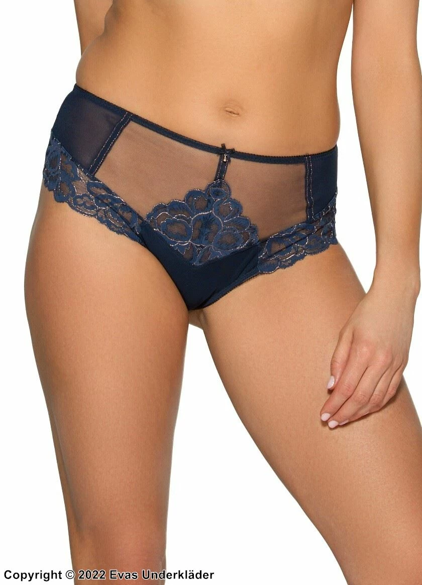 Brazilian Panties, Sheer Mesh, Lace Inlays 1 Brazilian Panties, Sheer Mesh, Lace Inlays