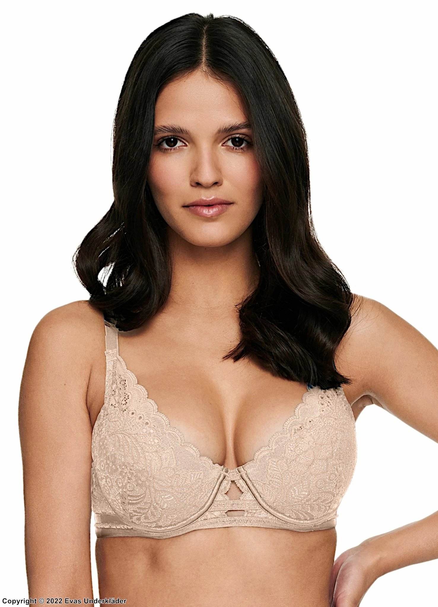 Romantic Push-up Bra, Lace Cups, Keyhole, Flowers 1 Romantic Push-up Bra, Lace Cups, Keyhole, Flowers