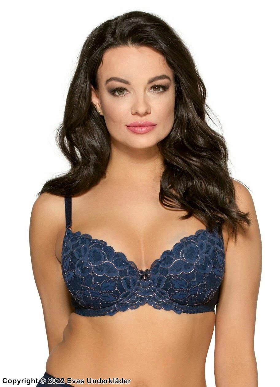 Beautiful Push-up Bra, Lace Trim, Leaves 1 Beautiful Push-up Bra, Lace Trim, Leaves