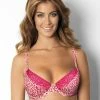 Push-up Bra, Microfiber, Floral Lace, Leopard
