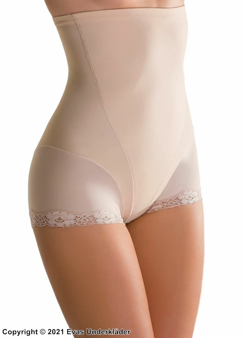 Shapewear Boyshort Briefs, Lace Trim, Anti-slip Silicone Band 1 Shapewear Boyshort Briefs, Lace Trim, Anti-slip Silicone Band