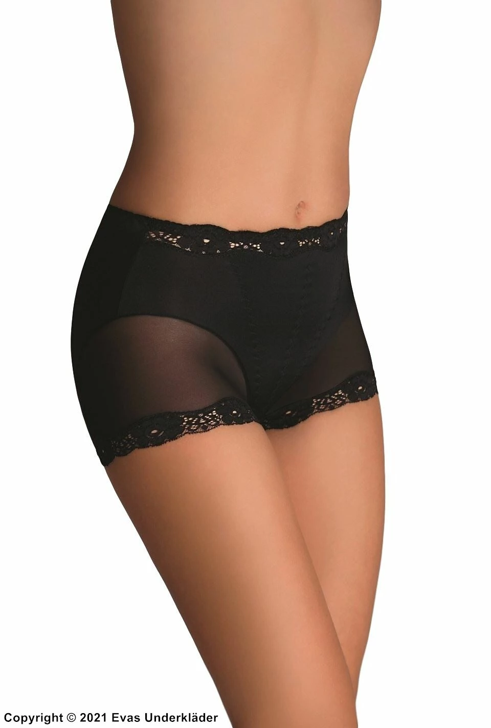 Boxer Shorts, Lace Trim, Sheer Inlays, Belly Control 3 Boxer Shorts, Lace Trim, Sheer Inlays, Belly Control - Image 3