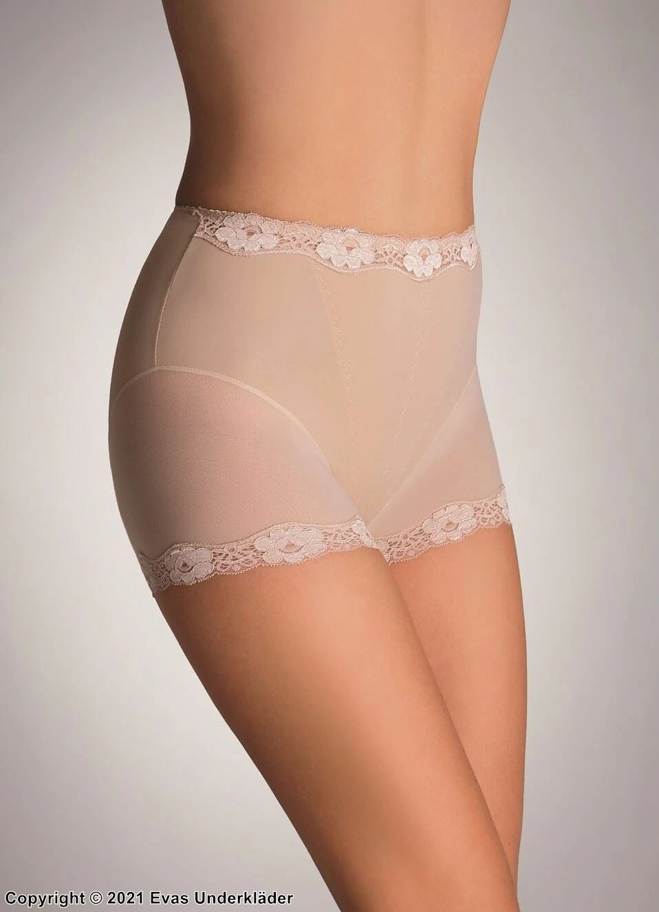 Boxer Shorts, Lace Trim, Sheer Inlays, Belly Control 1 Boxer Shorts, Lace Trim, Sheer Inlays, Belly Control