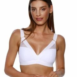 Sports Bra, Wide Shoulder Straps, Mesh Overlay