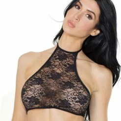 Crop Top, Stretch Lace, Halterneck