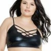 Bralette, Wet Look, Strappy Front, Plus Size
