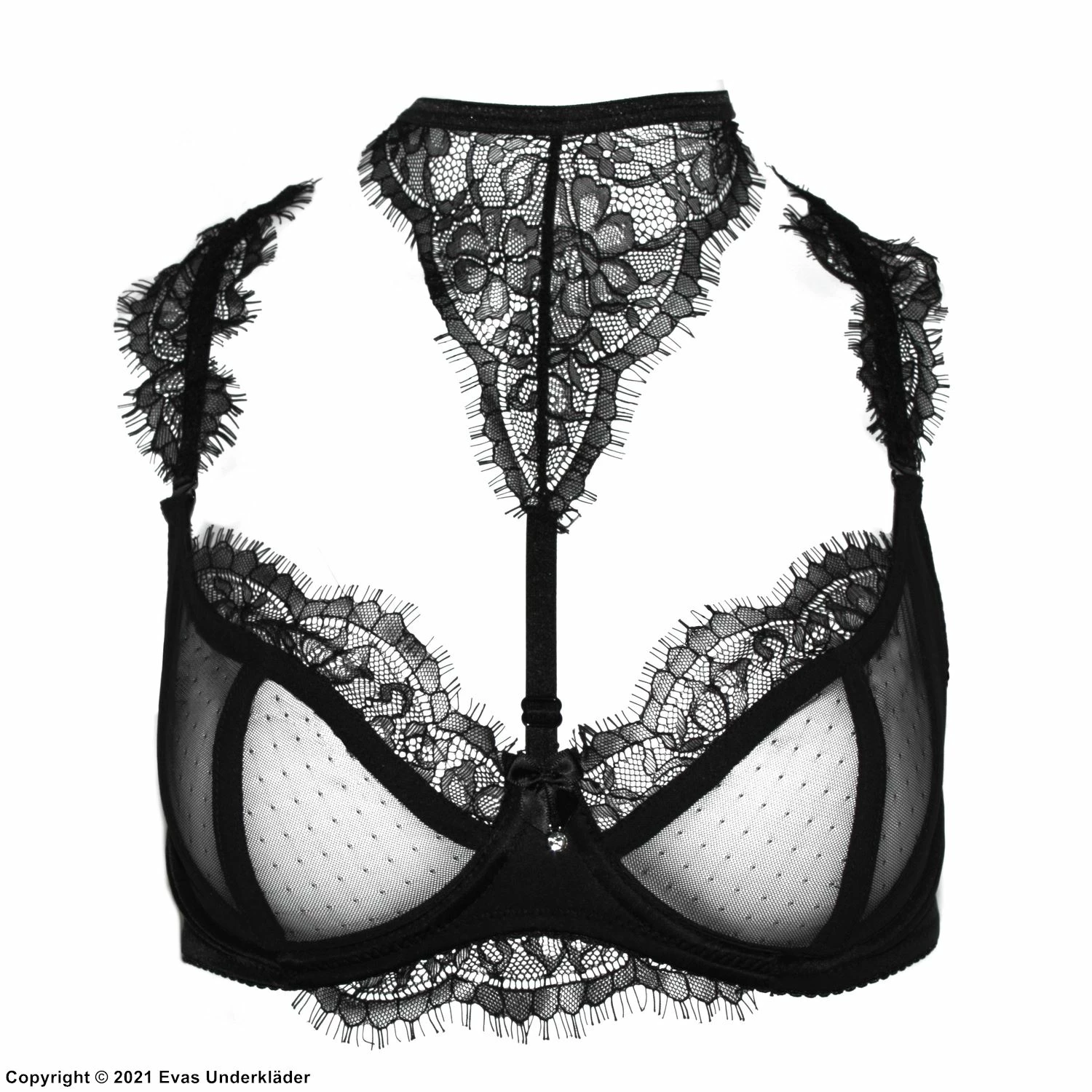 Soft Cup Bra, Tulle, Eyelash Lace, Collar, Small Dots 3 Soft Cup Bra, Tulle, Eyelash Lace, Collar, Small Dots - Image 3